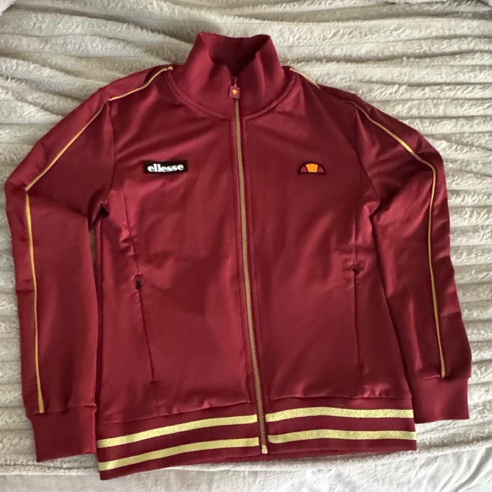 Ellesse Red/Burgundy Jacket with gold Trim women’s size XS/S Brand new w/tags